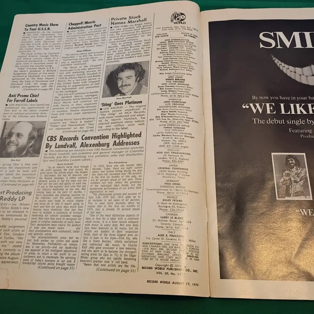 Record World Magazine August 17, 1974 Capricorn Records Rare